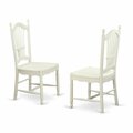 East West Furniture Dover Dining Room Chairs with Wood Seat - Finished in Linen White, 2PK DOC-LWH-W